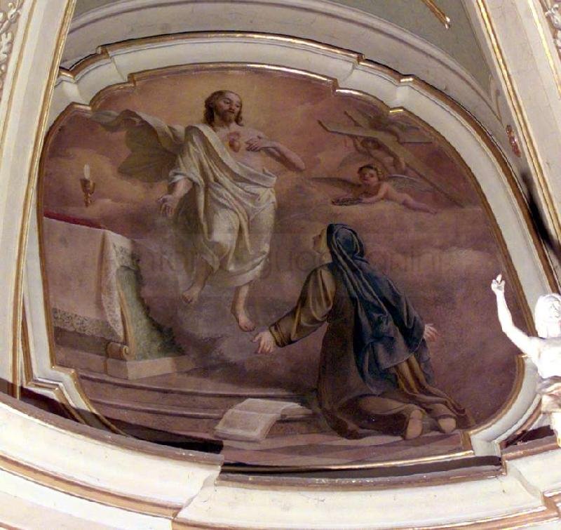 Sacro Cuore appare a Santa Margherita Alocoque - affresco - chiesa di San Giacomo Maggiore - Averara (BG)